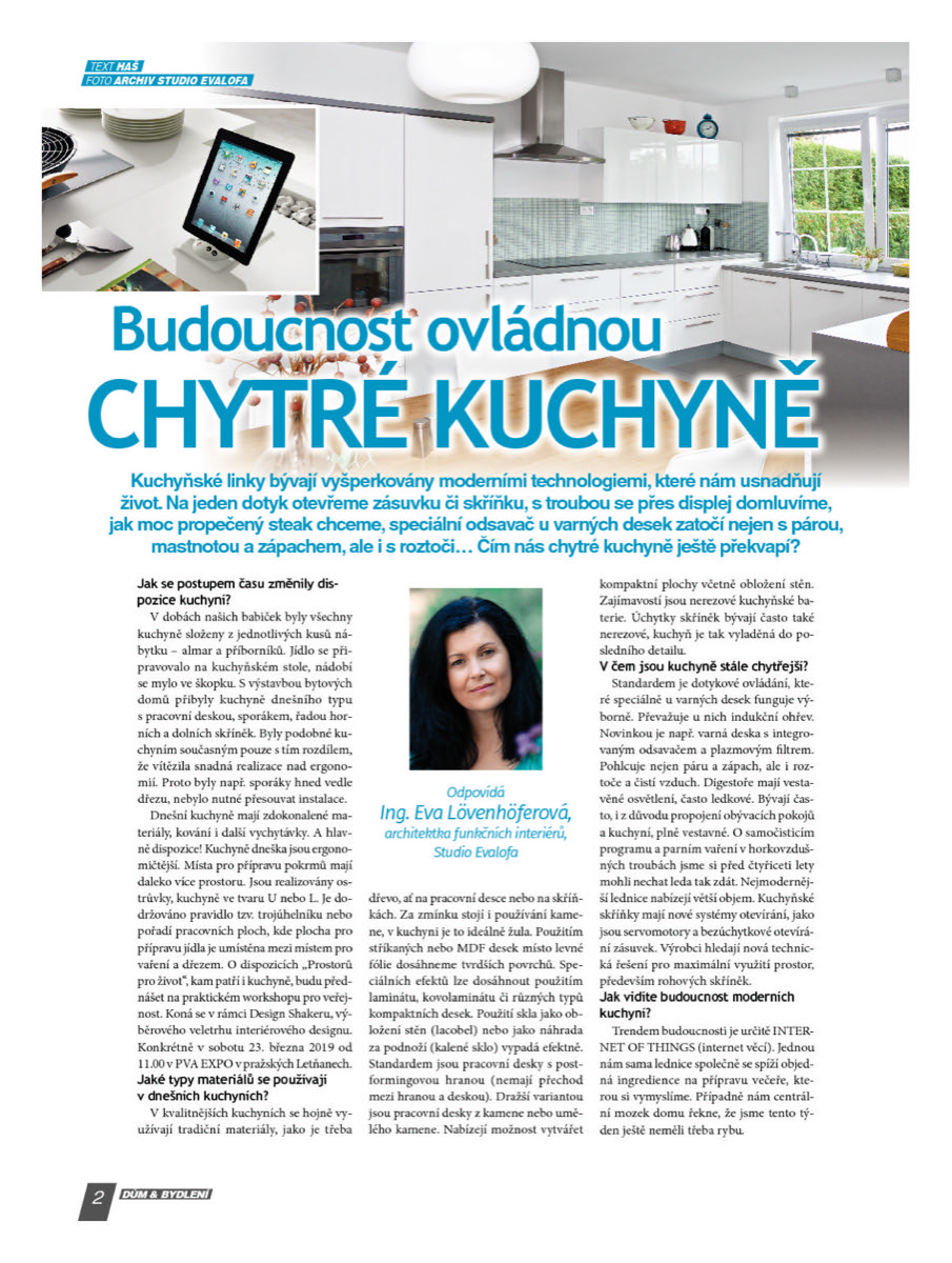 Budoucnost ovládnou chytré kuchyně, Studio Evalofa